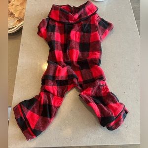 Small plaid dog pajamas!